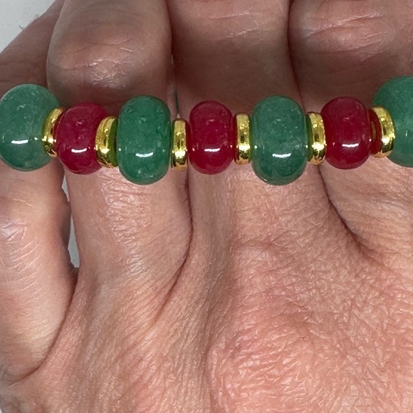 Agate and Onyx bracelet handmade stretchy - Picture 2 of 6